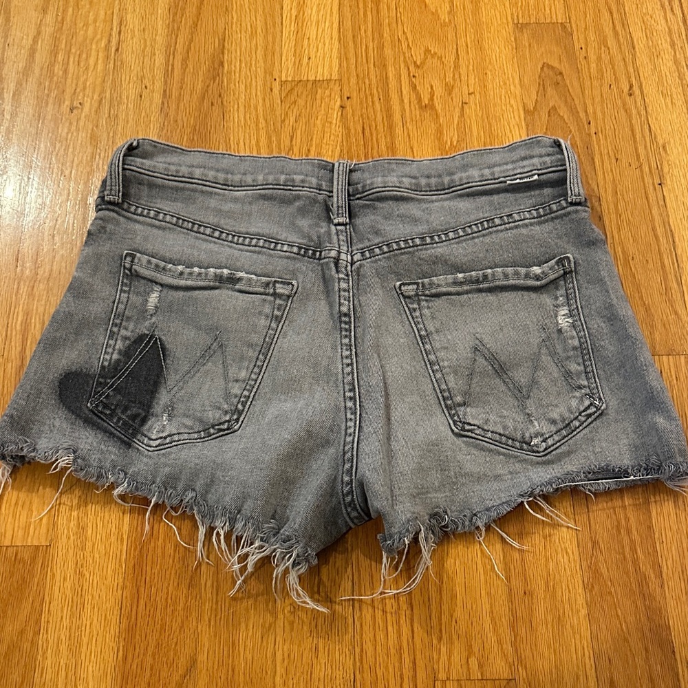 MOTHER Distressed Gray Jean Shorts